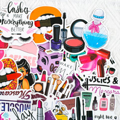 50 Pcs Makeup Stickers Graffiti Vinyl Laptop Stickers for Girls Teens Adults