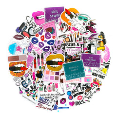 50 Pcs Makeup Stickers Graffiti Vinyl Laptop Stickers for Girls Teens Adults