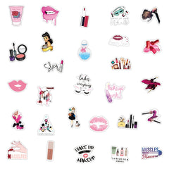 50 Pcs Makeup Stickers Graffiti Vinyl Laptop Stickers for Girls Teens Adults