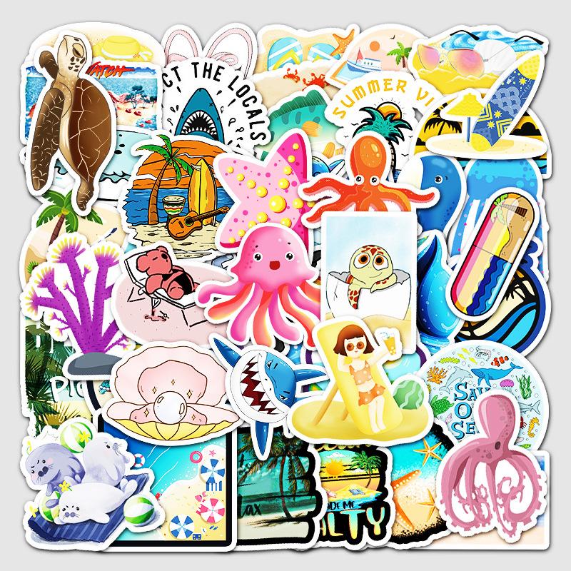 50 Pcs Marine Life Stickers Cute Decals for Helmet Phone Laptop Skateboard
