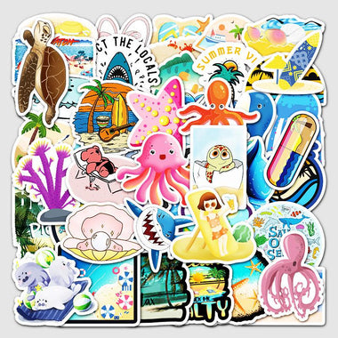 50 Pcs Marine Life Stickers Cute Decals for Helmet Phone Laptop Skateboard