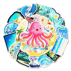 50 Pcs Marine Life Stickers Cute Decals for Helmet Phone Laptop Skateboard