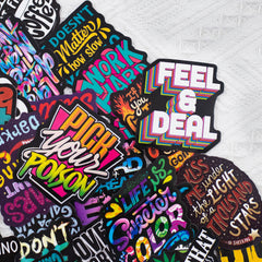 50 Pcs Motivational Black Ground  Word Stickers Waterproof Sticker for Luggage