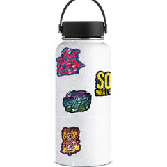 50 Pcs Motivational Black Ground  Word Stickers Waterproof Sticker for Luggage