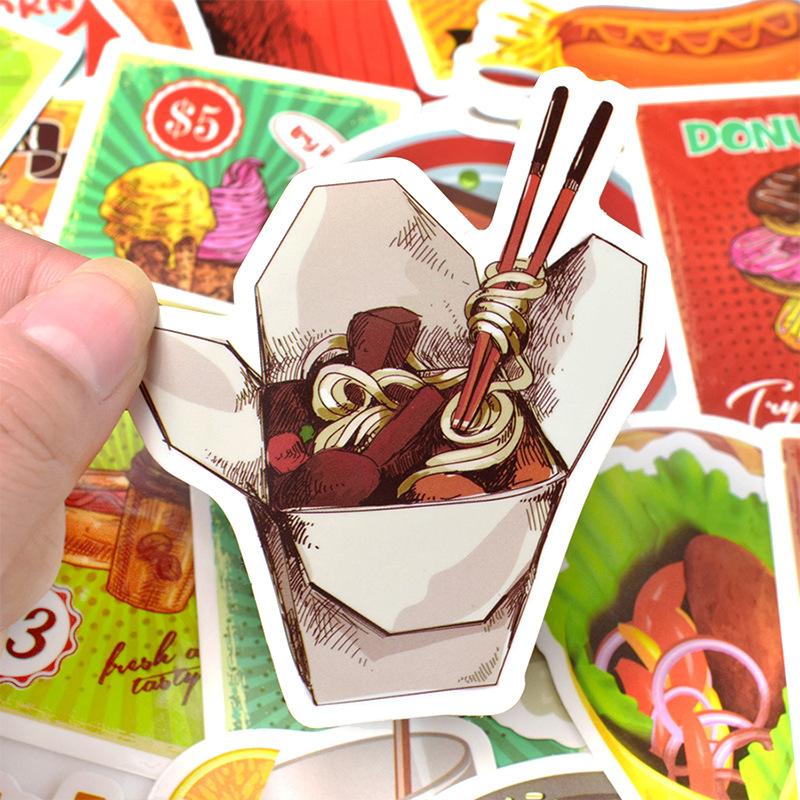 50 Pcs Personalized Creative Food Stickers for Water Bottle Fridge Laptop Skateboard