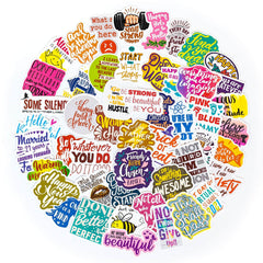 50 Pcs Personalized Inspirational Vinyl Stickers Waterproof Cartoon Decals