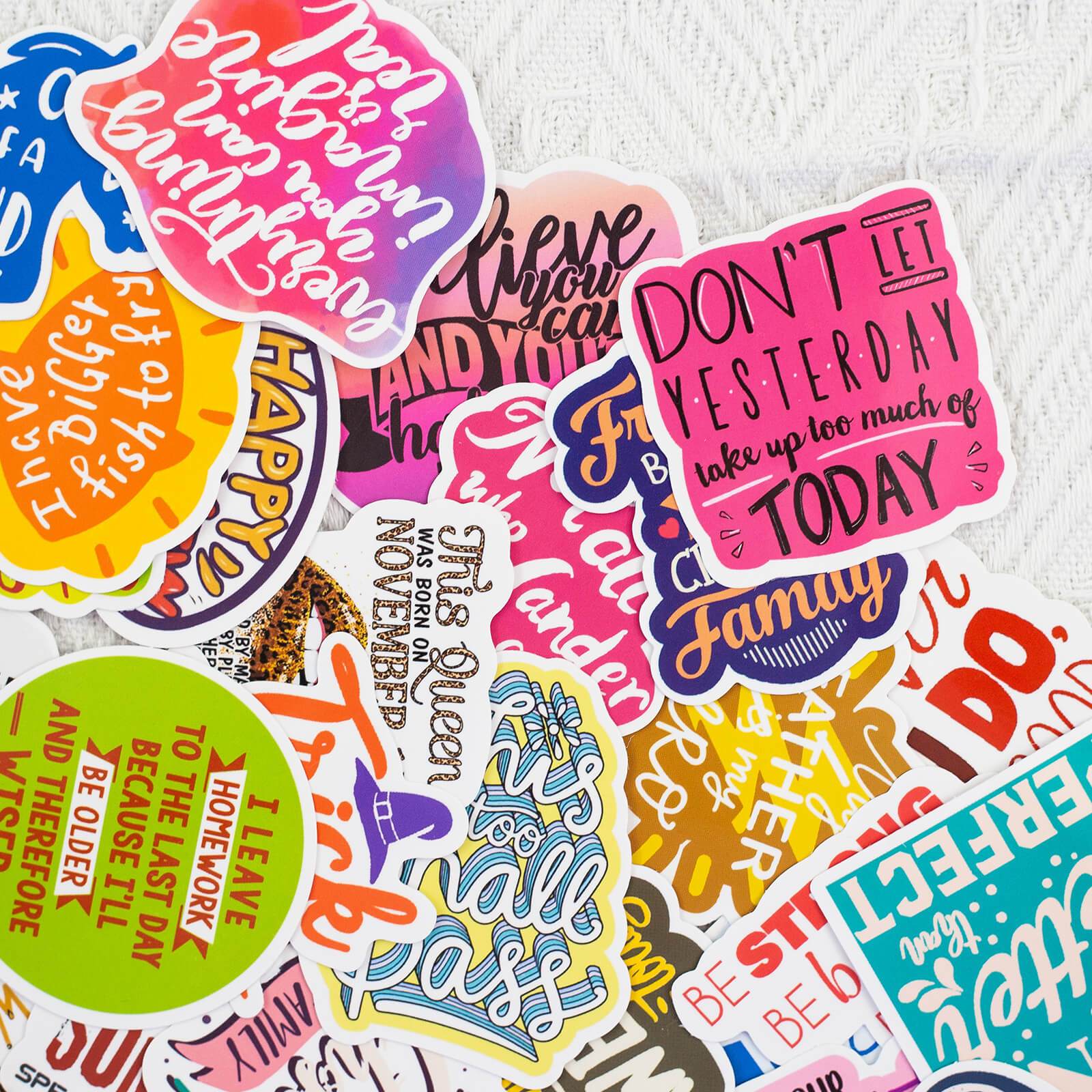 50 Pcs Personalized Inspirational Vinyl Stickers Waterproof Cartoon Decals