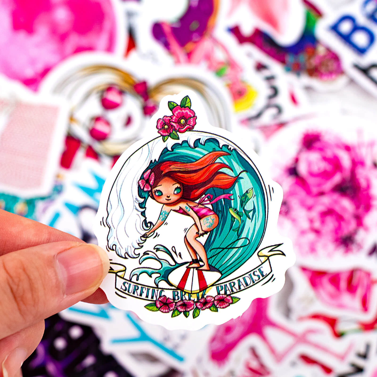 50 Pcs Pink Fashion Girl Stickers My Style Waterproof Graffiti Decals for Water Bottle