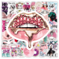 50 Pcs Pink Fashion Girl Stickers My Style Waterproof Graffiti Decals for Water Bottle