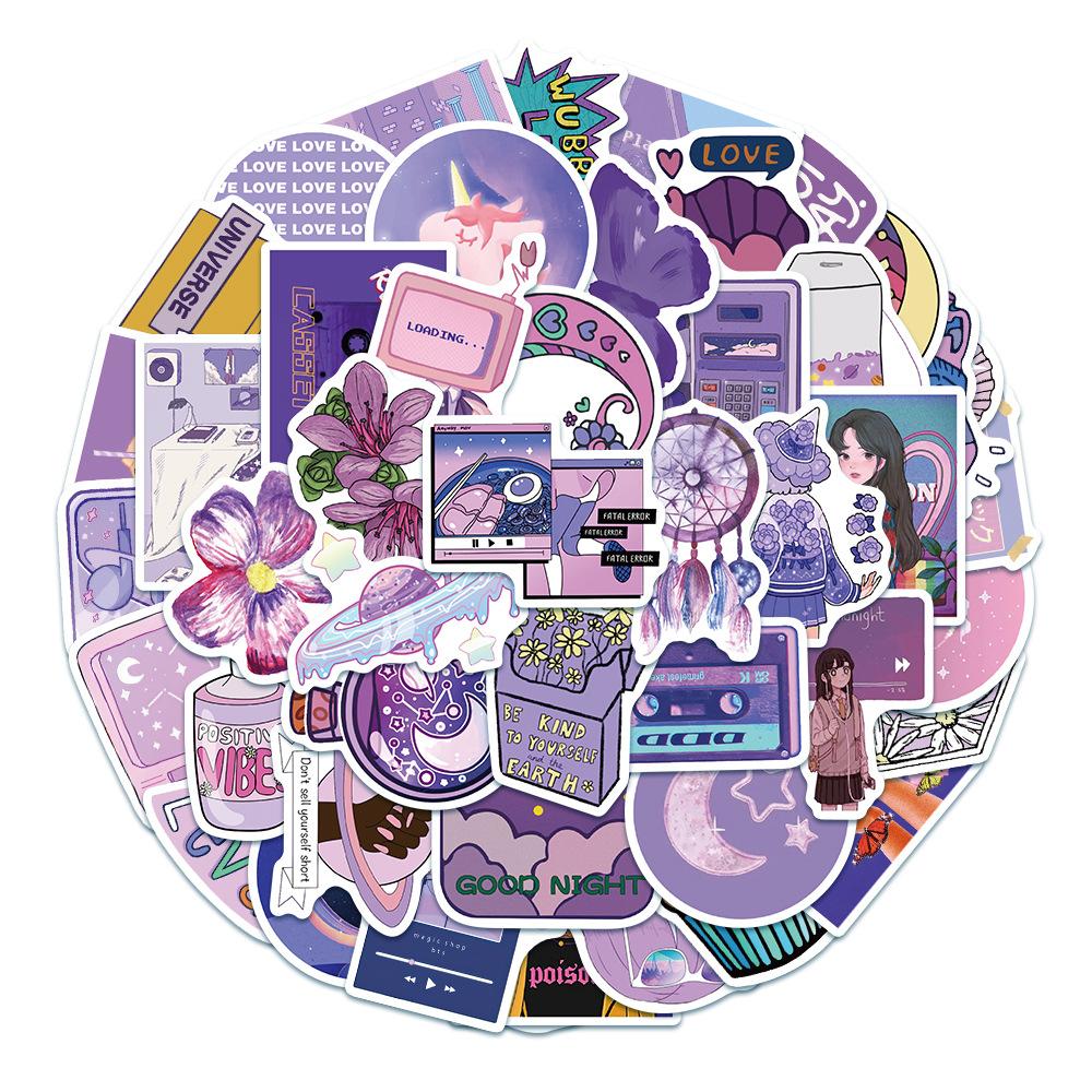 50 Pcs Purple Vsco Trendy Aesthetic Decal Stickers