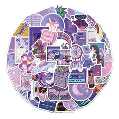 50 Pcs Purple Vsco Trendy Aesthetic Decal Stickers