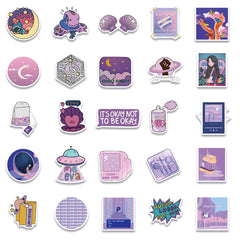 50 Pcs Purple Vsco Trendy Aesthetic Decal Stickers