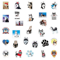 50 Pcs Siberian Husky Dog Waterproof Vinyl Stickers for Water Bottles