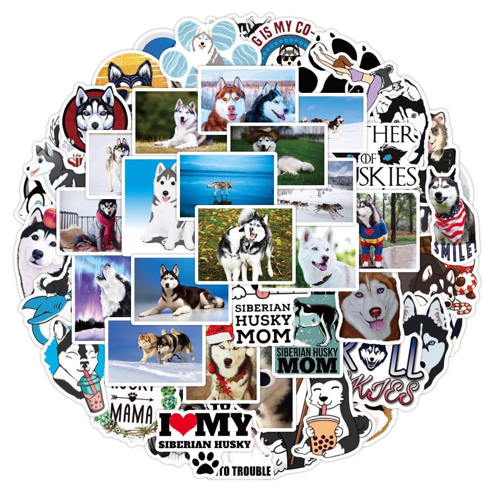 50 Pcs Siberian Husky Dog Waterproof Vinyl Stickers for Water Bottles