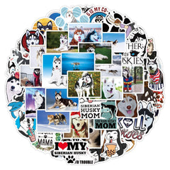 50 Pcs Siberian Husky Dog Waterproof Vinyl Stickers for Water Bottles