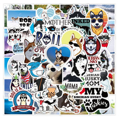 50 Pcs Siberian Husky Dog Waterproof Vinyl Stickers for Water Bottles