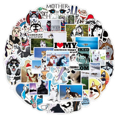 50 Pcs Siberian Husky Dog Waterproof Vinyl Stickers for Water Bottles