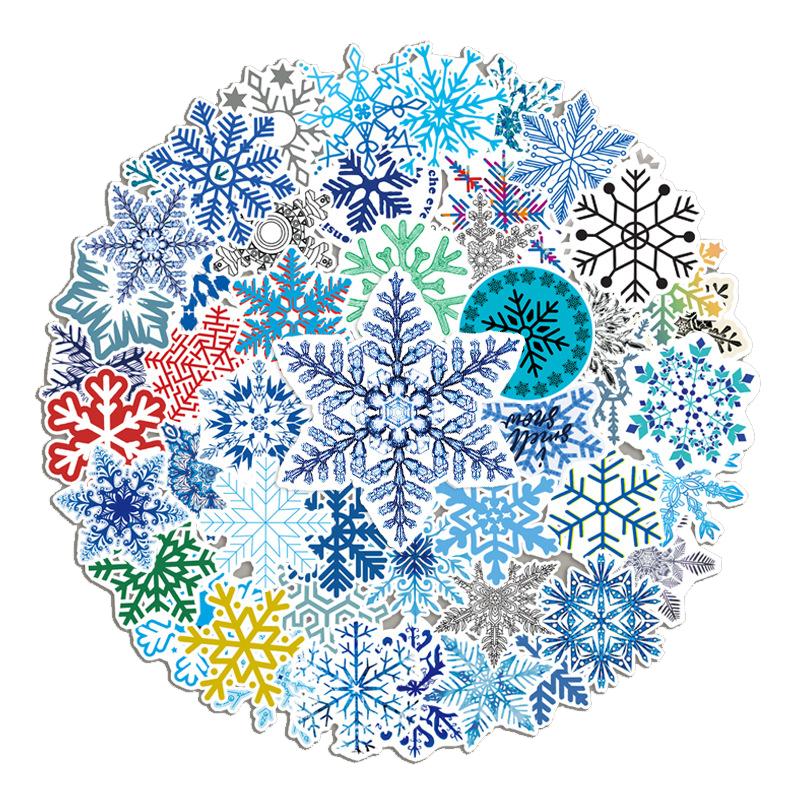 50 Pcs Snowflake Stickers DIY Graffiti Decals for Laptop Notebook Skateboard