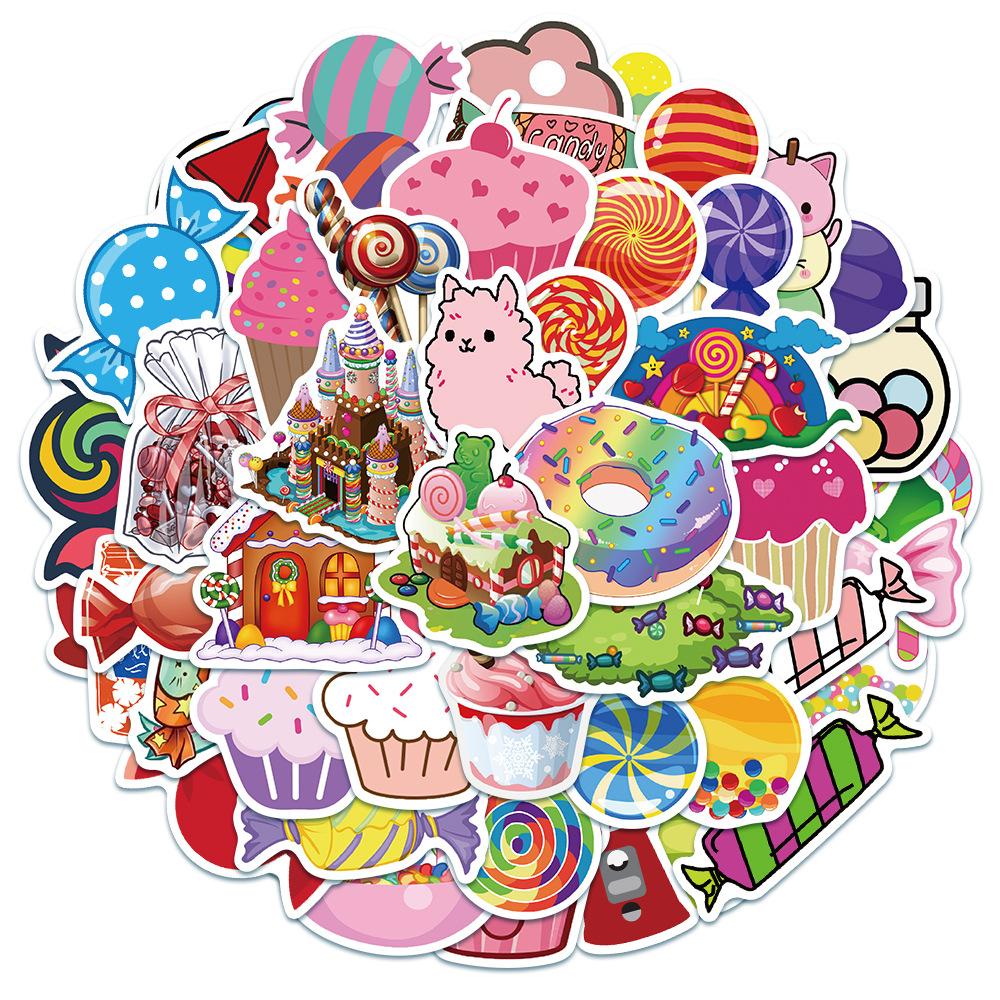 50 Pcs Soft Candy and Cake Graffiti Popular Stickers for Laptop