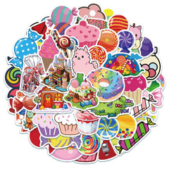 50 Pcs Soft Candy and Cake Graffiti Popular Stickers for Laptop