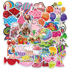 50 Pcs Soft Candy and Cake Graffiti Popular Stickers for Laptop