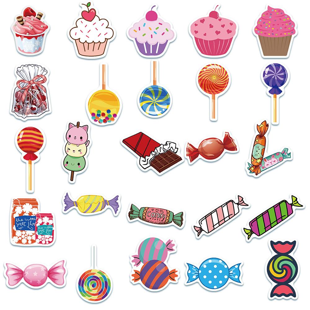 50 Pcs Soft Candy and Cake Graffiti Popular Stickers for Laptop
