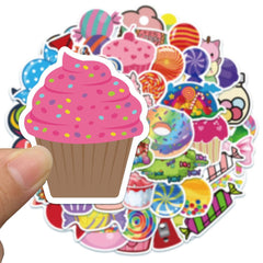 50 Pcs Soft Candy and Cake Graffiti Popular Stickers for Laptop