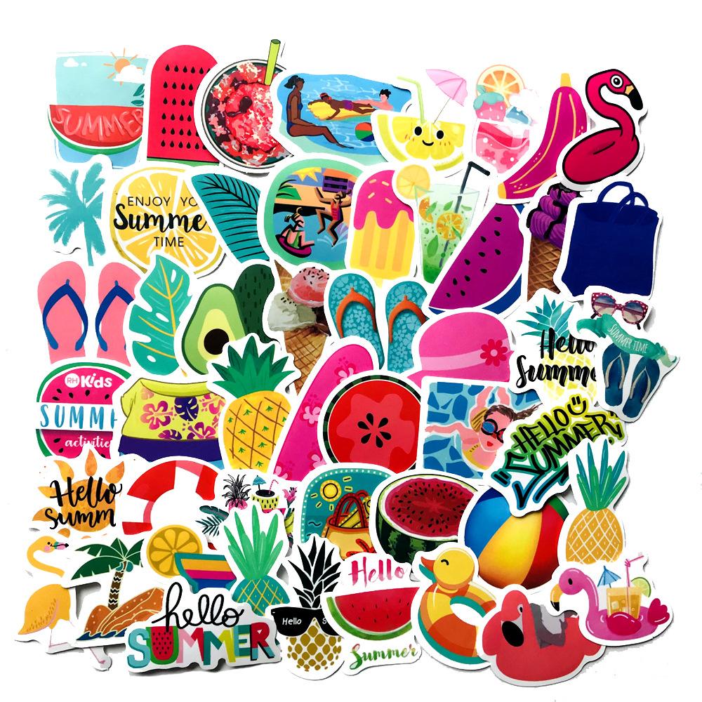 50 Pcs Summer Cute Fruit Graffiti Waterproof Stickers for Water Bottle