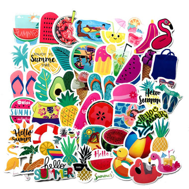 50 Pcs Summer Cute Fruit Graffiti Waterproof Stickers for Water Bottle