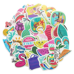 50 Pcs Summer Ice Cream Waterproof Stickers Graffiti Vinyl Decals for Water Bottles