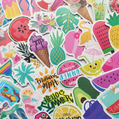 50 Pcs Summer Ice Cream Waterproof Stickers Graffiti Vinyl Decals for Water Bottles