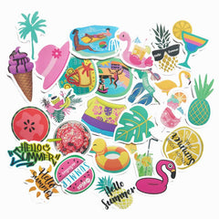 50 Pcs Summer Ice Cream Waterproof Stickers Graffiti Vinyl Decals for Water Bottles