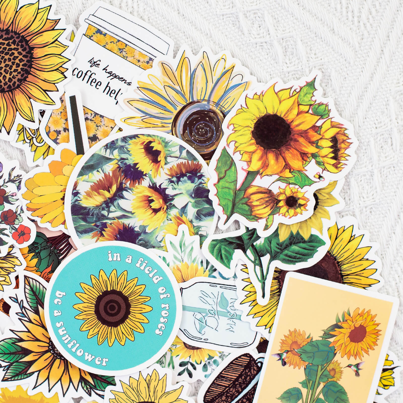 50 Pcs Sunflower Graffiti Stickers Laptop Car DIY Decorative Stickers