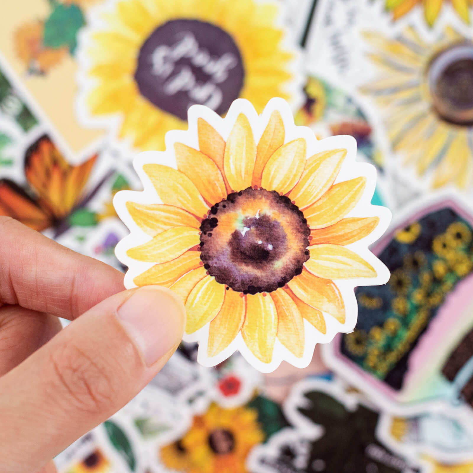 50 Pcs Sunflower Graffiti Stickers Laptop Car DIY Decorative Stickers