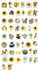 50 Pcs Sunflower Graffiti Stickers Laptop Car DIY Decorative Stickers