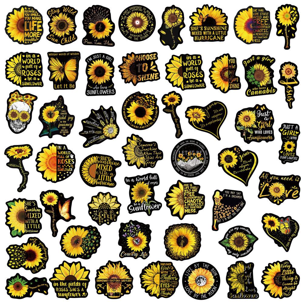 50 Pcs Sunflower Vinyl Waterproof Water Bottle Stickers for Hydroflask Luggage  Laptop