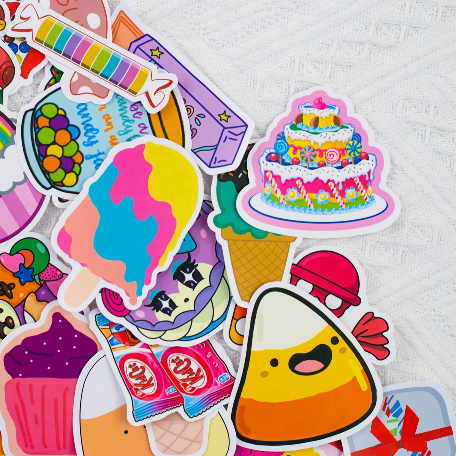 50 Pcs Sweetmeats Stickers Cute Vinyl Candy Decals for Kids Teens Adults