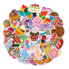 50 Pcs Sweetmeats Stickers Cute Vinyl Candy Decals for Kids Teens Adults