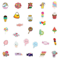 50 Pcs Sweetmeats Stickers Cute Vinyl Candy Decals for Kids Teens Adults