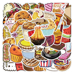 50 Pcs VSCO Cute Food Stickers Pack Waterproof Decals for Teens and Adults