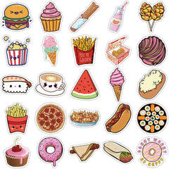 50 Pcs VSCO Cute Food Stickers Pack Waterproof Decals for Teens and Adults
