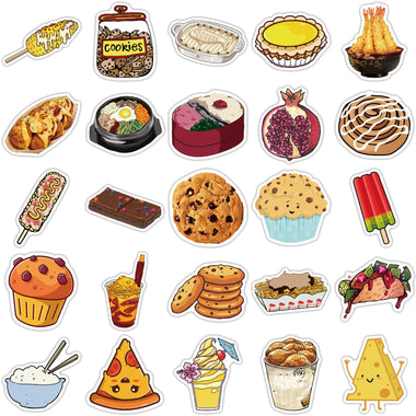 50 Pcs VSCO Cute Food Stickers Pack Waterproof Decals for Teens and Adults
