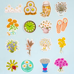 50 Pcs Waterproof Daisy Stickers Cute Cartoon Vinyl Decals for Laptop Notebook