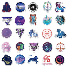 50Pcs Zodiac Constellations Stickers for Water Bottles Book Laptop
