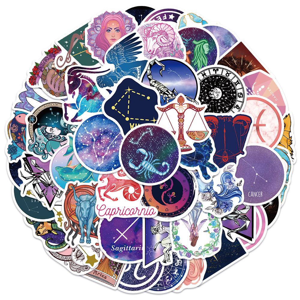 50Pcs Zodiac Constellations Stickers for Water Bottles Book Laptop