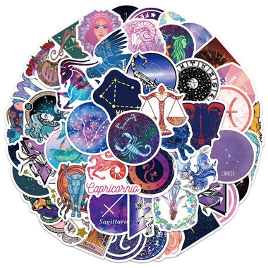 50Pcs Zodiac Constellations Stickers for Water Bottles Book Laptop