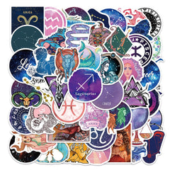 50Pcs Zodiac Constellations Stickers for Water Bottles Book Laptop