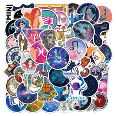 50Pcs Zodiac Constellations Stickers for Water Bottles Book Laptop