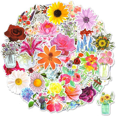 50 PCS Cute Flower Stickers