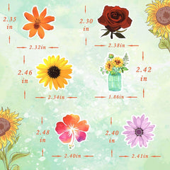 50 PCS Cute Flower Stickers